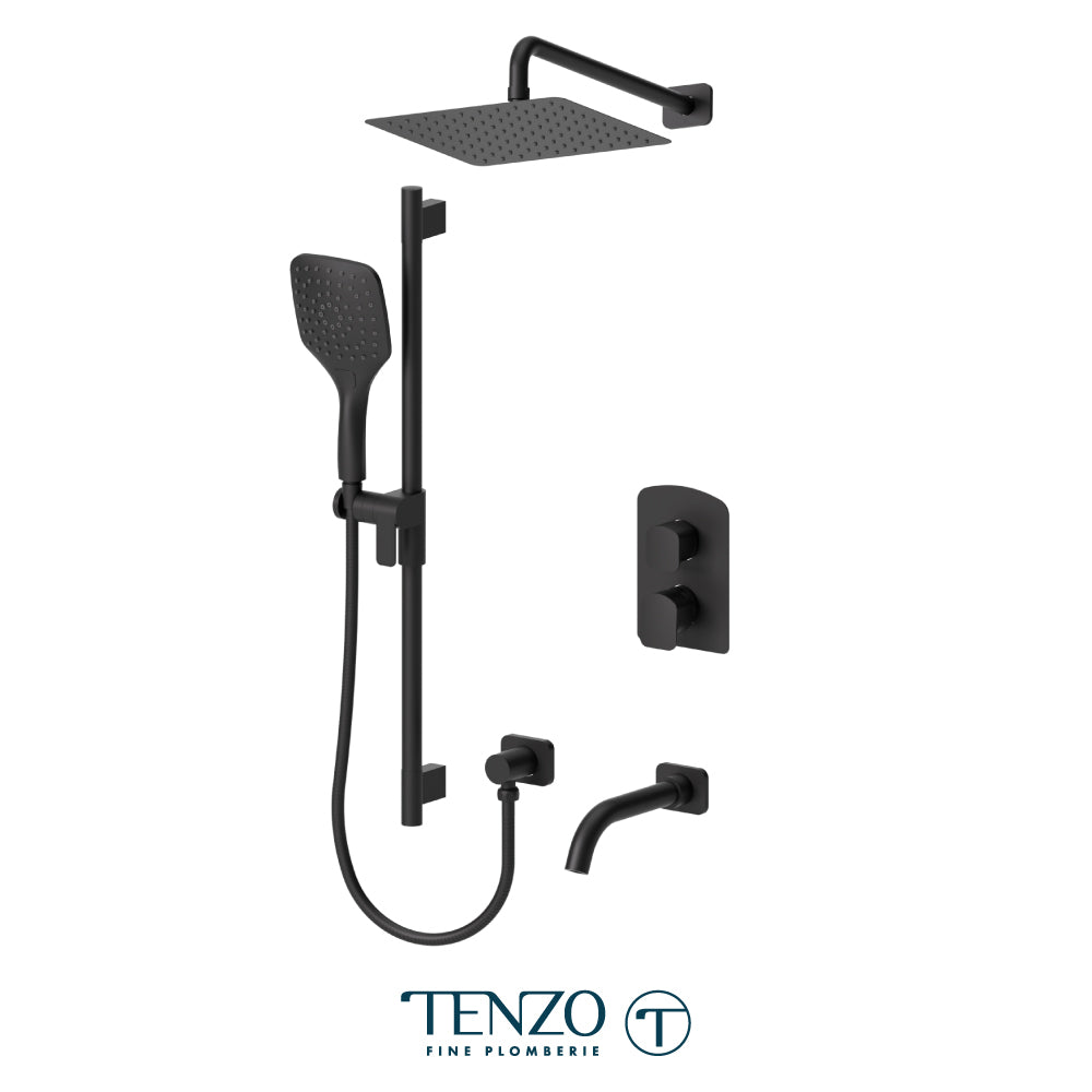 Tenzo Delano T-Box 3-Function Pressure Balance Shower Kit, 10" AirBoost Rain Head & Wall Arm - DEPB33-501115