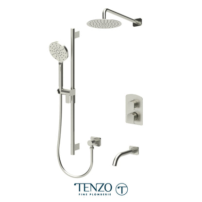 Tenzo Delano T-Box 3-Function Pressure Balance Shower Kit, 10" Round AirBoost Rain Head & Wall Arm - DEPB33-501115R