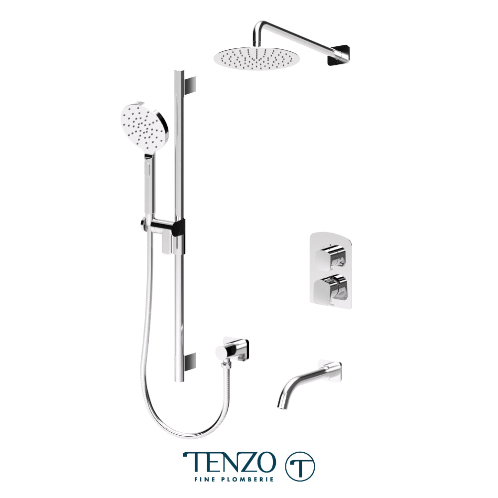 Tenzo Delano T-Box 3-Function Pressure Balance Shower Kit, 10" Round AirBoost Rain Head & Wall Arm - DEPB33-501115R