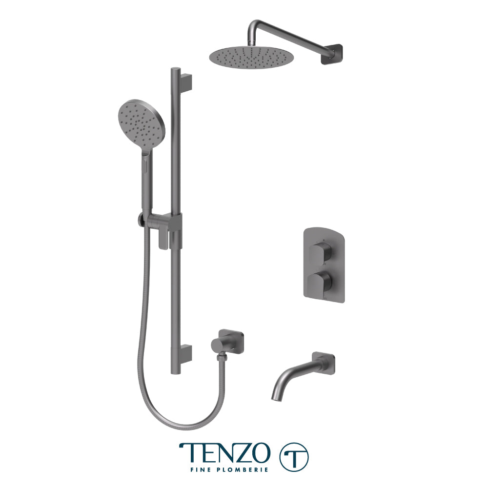Tenzo Delano T-Box 3-Function Pressure Balance Shower Kit, 10" Round AirBoost Rain Head & Wall Arm - DEPB33-501115R
