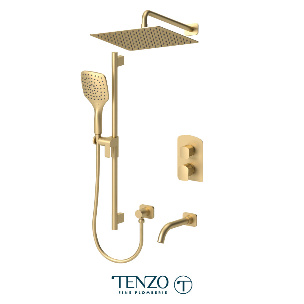 Tenzo Delano T-Box 3-Function Pressure Balance Shower Kit, 12" AirBoost Rain Head & Wall Arm - DEPB33-501125
