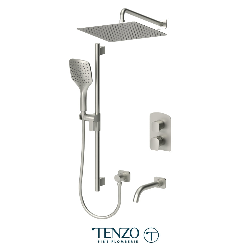 Tenzo Delano T-Box 3-Function Pressure Balance Shower Kit, 12" AirBoost Rain Head & Wall Arm - DEPB33-501125