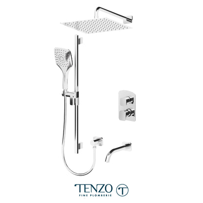 Tenzo Delano T-Box 3-Function Pressure Balance Shower Kit, 12" AirBoost Rain Head & Wall Arm - DEPB33-501125