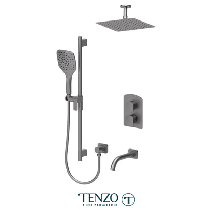 Tenzo Delano T-Box 3-Function Pressure Balance Shower Kit, 10" AirBoost Rain Head & Ceiling Arm - DEPB33-511315