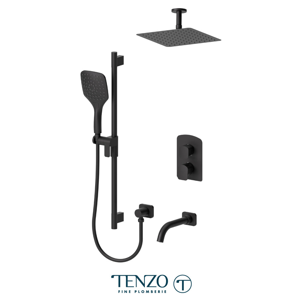Tenzo Delano T-Box 3-Function Pressure Balance Shower Kit, 10" AirBoost Rain Head & Ceiling Arm - DEPB33-511315