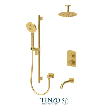 Tenzo Delano T-Box 3-Function Pressure Balance Shower Kit, 10" Round AirBoost Rain Head & Ceiling Arm - DEPB33-511315R