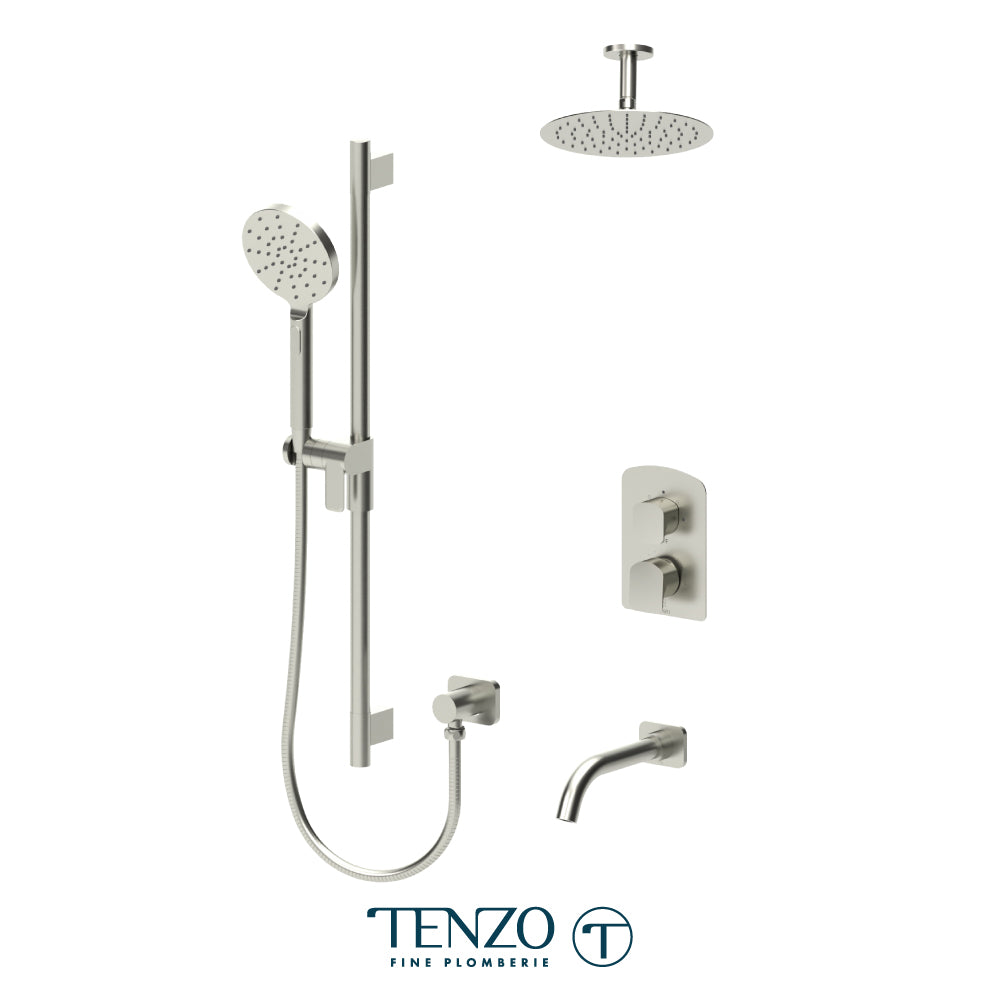 Tenzo Delano T-Box 3-Function Pressure Balance Shower Kit, 10" Round AirBoost Rain Head & Ceiling Arm - DEPB33-511315R