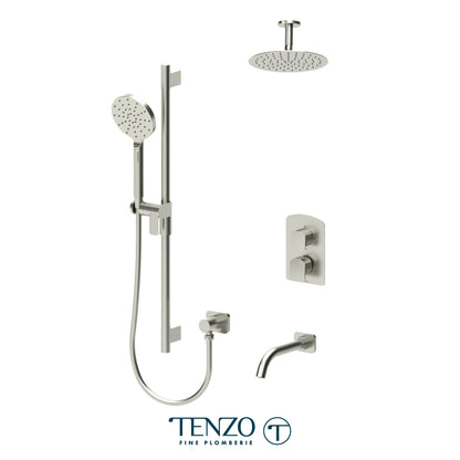 Tenzo Delano T-Box 3-Function Pressure Balance Shower Kit, 10" Round AirBoost Rain Head & Ceiling Arm - DEPB33-511315R