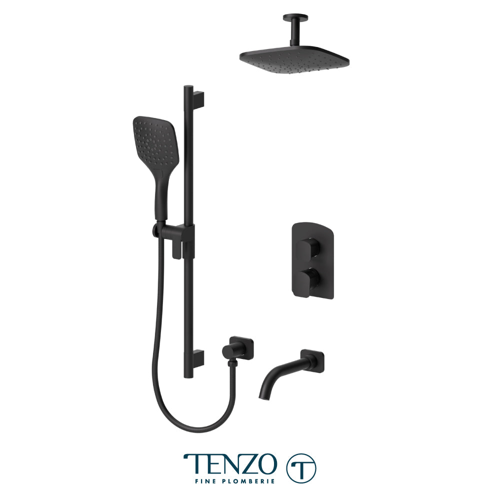 Tenzo Delano T-Box 3-Function Pressure Balance Shower Kit, 9" Rain Head & Ceiling Arm - DEPB33-511345
