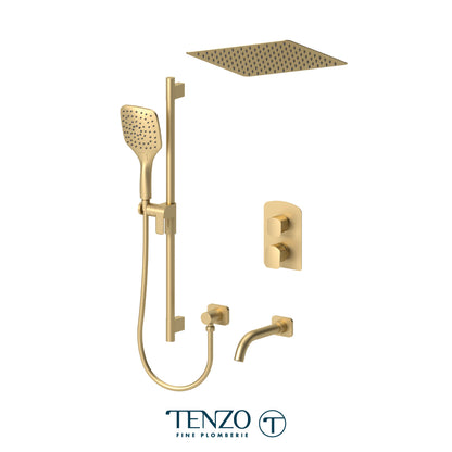 Tenzo Delano T-Box 3-Function Pressure Balance Shower Kit, 12" Recessed Ceiling Rain Head - DEPB33-511655