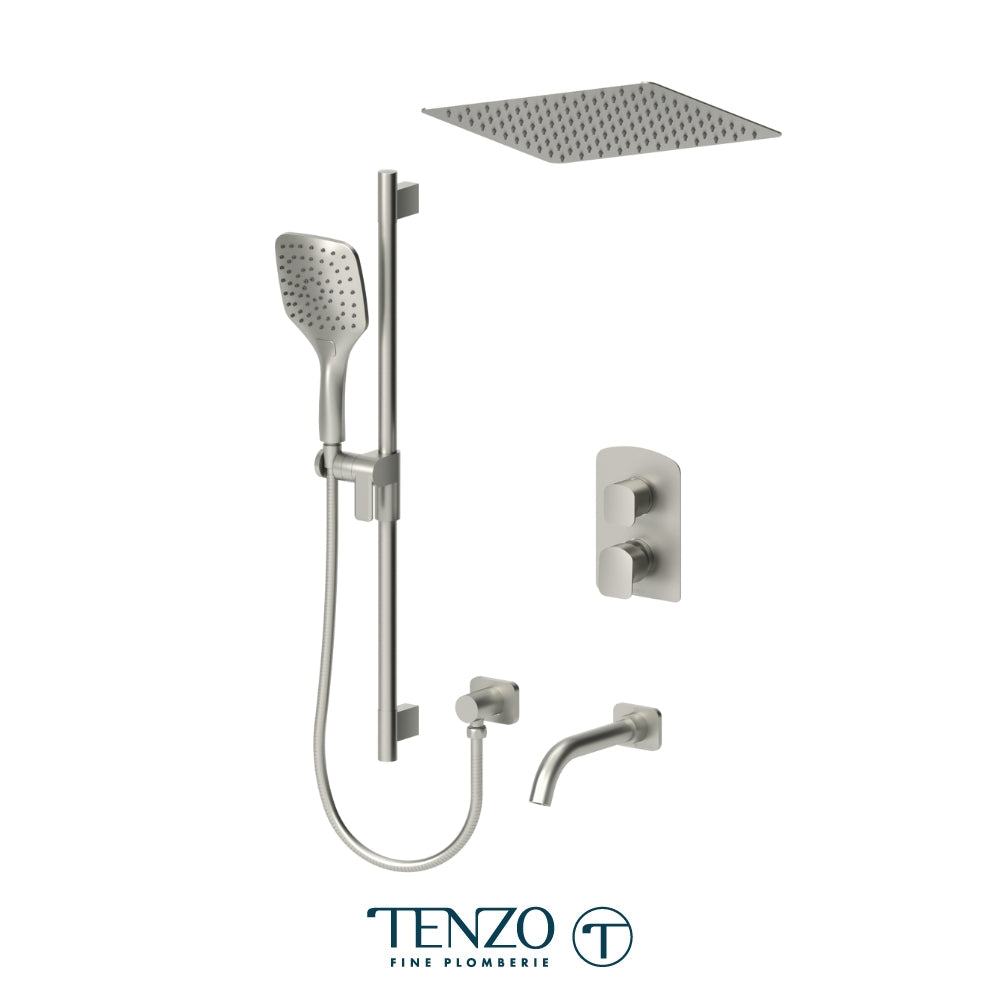 Tenzo Delano T-Box 3-Function Pressure Balance Shower Kit, 12" Recessed Ceiling Rain Head - DEPB33-511655