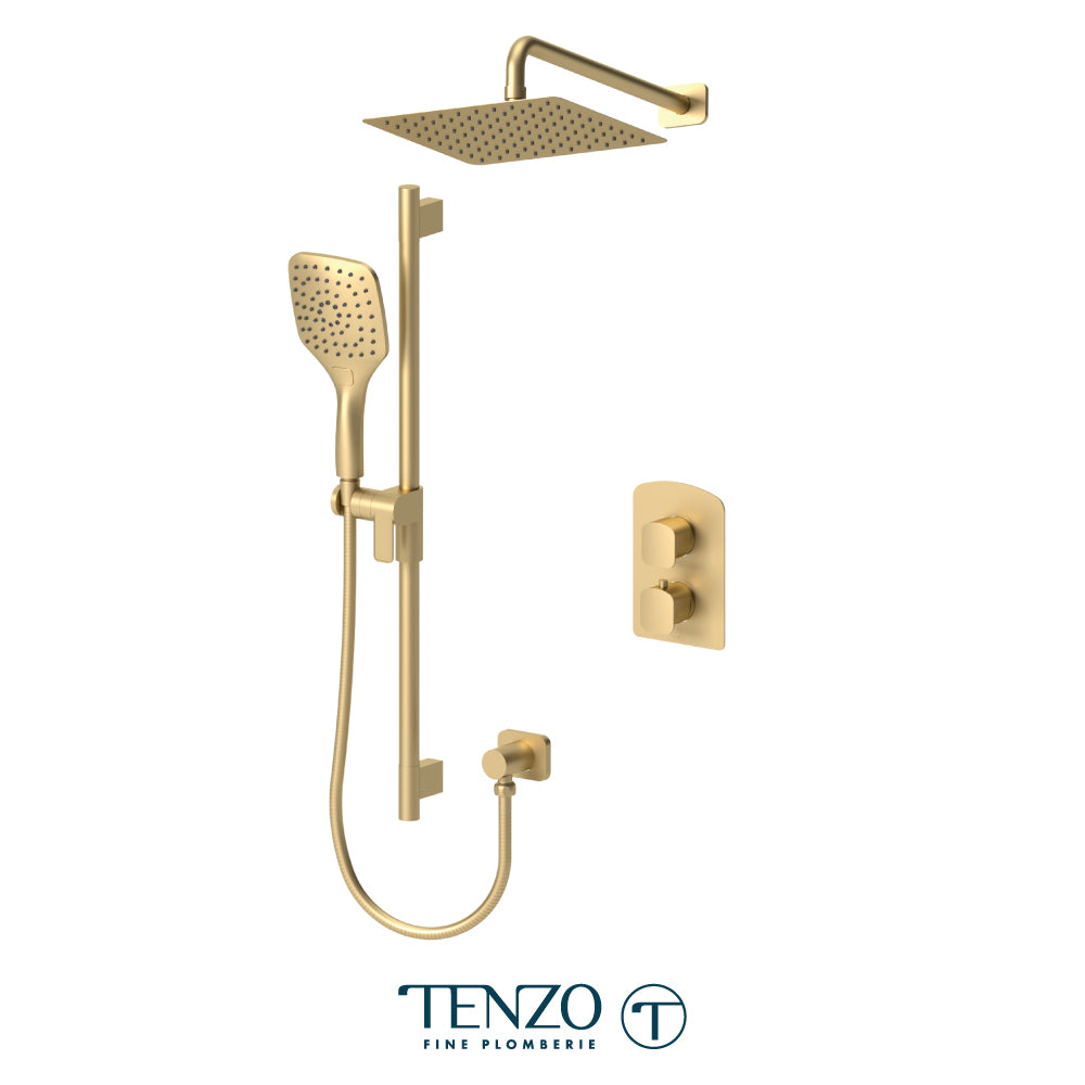 Tenzo Delano T-Box 2-Function Thermostatic Shower Kit, 10" AirBoost Rain Head & Wall Arm - DET32-20111