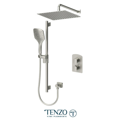 Tenzo Delano T-Box 2-Function Thermostatic Shower Kit, 12" AirBoost Rain Head & Wall Arm - DET32-20112