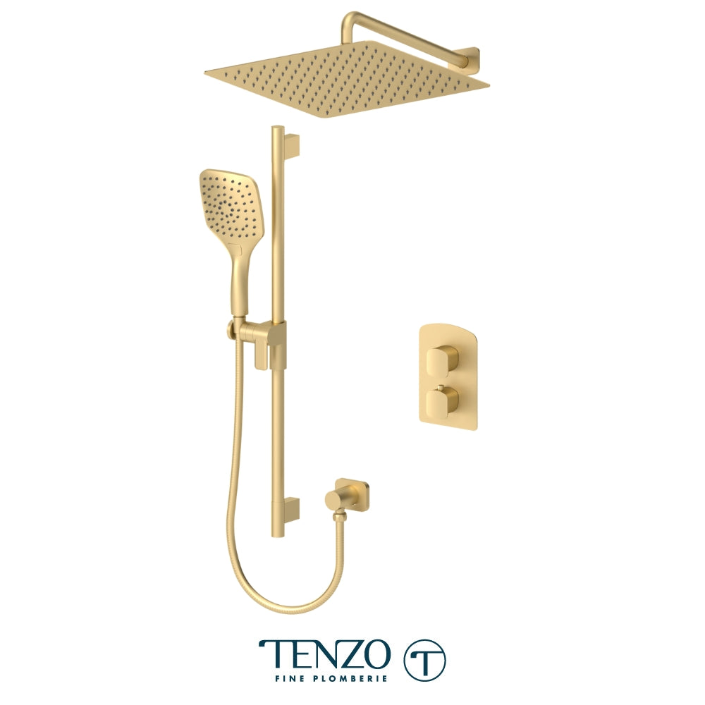 Tenzo Delano T-Box 2-Function Thermostatic Shower Kit Trim, 16" AirBoost Rain Head & Wall Arm - F-DET32-20113
