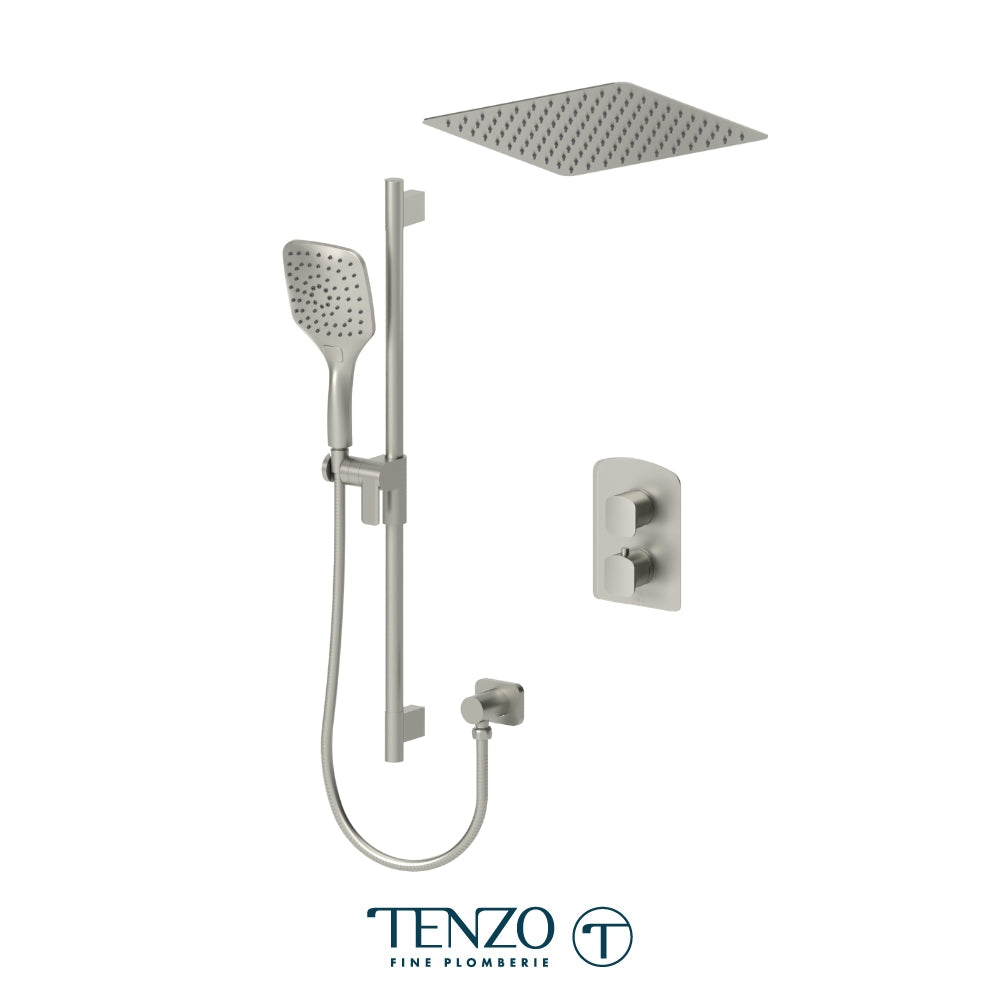 Tenzo Delano T-Box 2-Function Thermostatic Shower Kit, 12" Recessed Ceiling Rain Head - DET32-21164