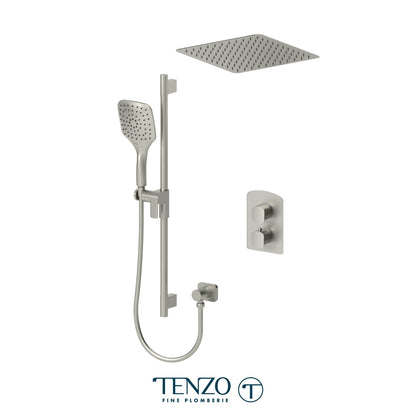 Tenzo Delano T-Box 2-Function Thermostatic Shower Kit, 12" Recessed Ceiling Rain Head - DET32-21164