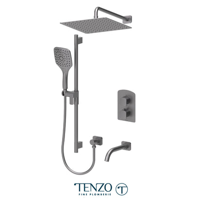 Tenzo Delano T-Box 3-Function Thermostatic Shower Kit, 12" AirBoost Rain Head & Wall Arm - DET33-501125