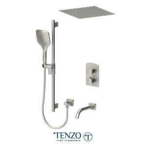 Tenzo Delano T-Box 3-Function Thermostatic Shower Kit, 12" Recessed Ceiling Rain Head - DET33-511655