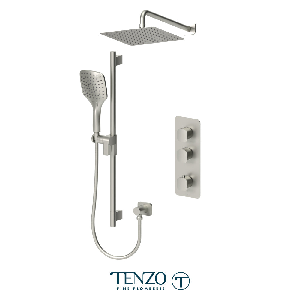 Tenzo Delano Extenza 2-Function Thermostatic Shower Kit, 10" AirBoost Rain Head & Wall Arm - DET42-20111