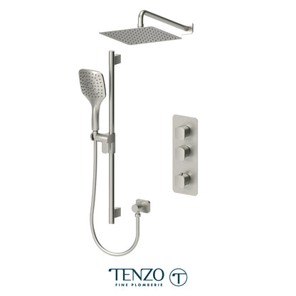 Tenzo Delano Extenza 2-Function Thermostatic Shower Kit, 10" AirBoost Rain Head & Wall Arm - DET42-20111