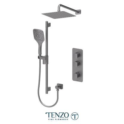 Tenzo Delano Extenza 2-Function Thermostatic Shower Kit, 10" AirBoost Rain Head & Wall Arm - DET42-20111