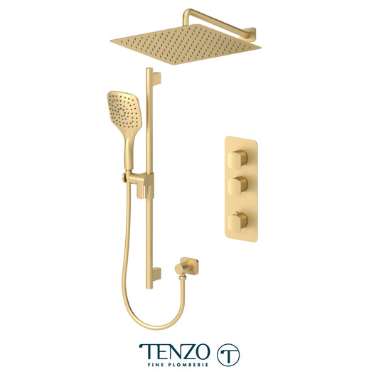 Tenzo Delano Extenza 2-Function Thermostatic Shower Kit Trim, 16" AirBoost Rain Head & Wall Arm - F-DET42-20113