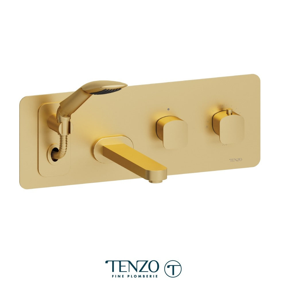 Tenzo Delano DET73 wall mount tub filler brushed gold
