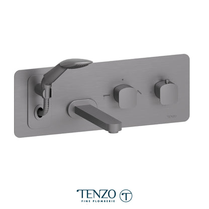 Tenzo Delano Wall Mount Thermostatic Tub Filler With Hand Shower, Rough & Trim - DET73