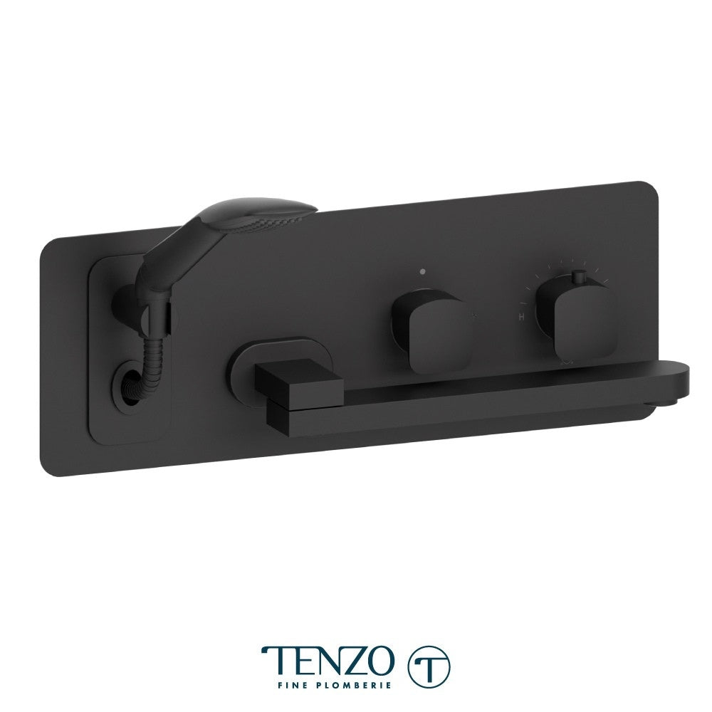 Tenzo Delano DET74 wall mount tub filler with swivel spout matte black