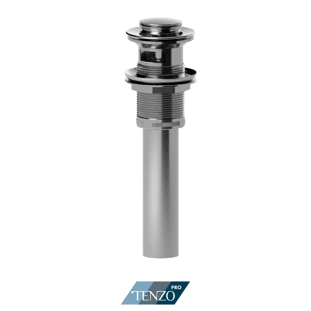 Tenzo Round Push Pop-Up Lavatory Drain With Overflow, Small Cap - DR-OF-02