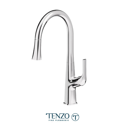 Tenzo Felicia Pull-Down Single-Handle Kitchen Faucet With C-Spout & 2-Function Sprayer - FE130