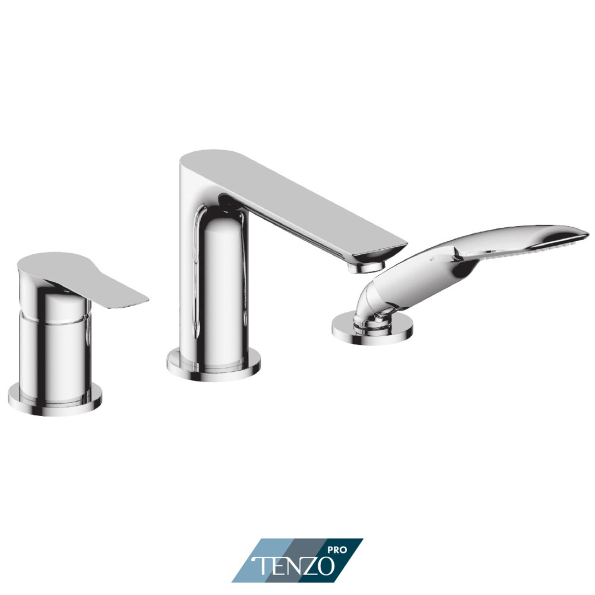 Tenzo Galia 3-Piece Deck Mount Tub Filler With Hand Shower - GA35-PB