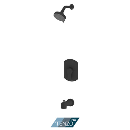 Tenzo Galia Pressure Balance Shower Kit Trim, 4" Shower Head & Tub Spout With Diverter - F-GAPB21-0112