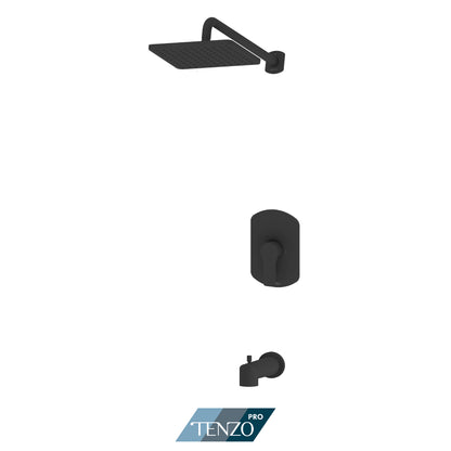 Tenzo Galia Pressure Balance Shower Kit, Rectangular Rain Head & Tub Spout With Diverter - GAPB21-0132