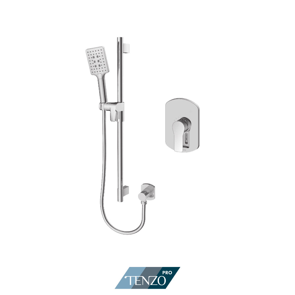 Tenzo Galia Pressure Balance Shower Kit Trim, Sliding Bar Kit With Square Hand Shower - F-GAPB21-1100
