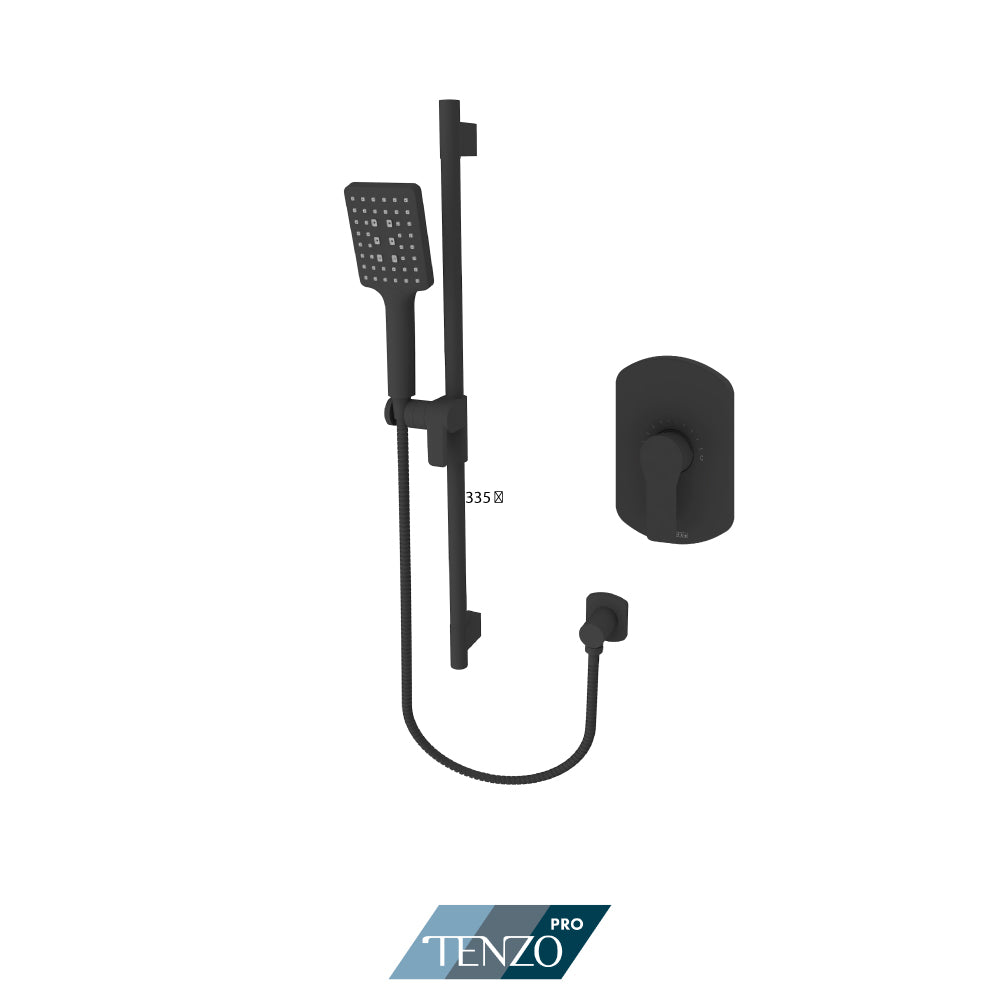 Tenzo Galia Pressure Balance Shower Kit Trim, Sliding Bar Kit With Square Hand Shower - F-GAPB21-1100
