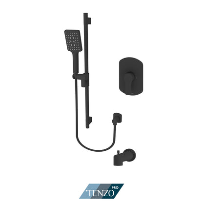 Tenzo Galia Pressure Balance Shower Kit Trim, Sliding Bar Kit With Square Hand Shower & Tub Spout With Diverter - F-GAPB21-1102