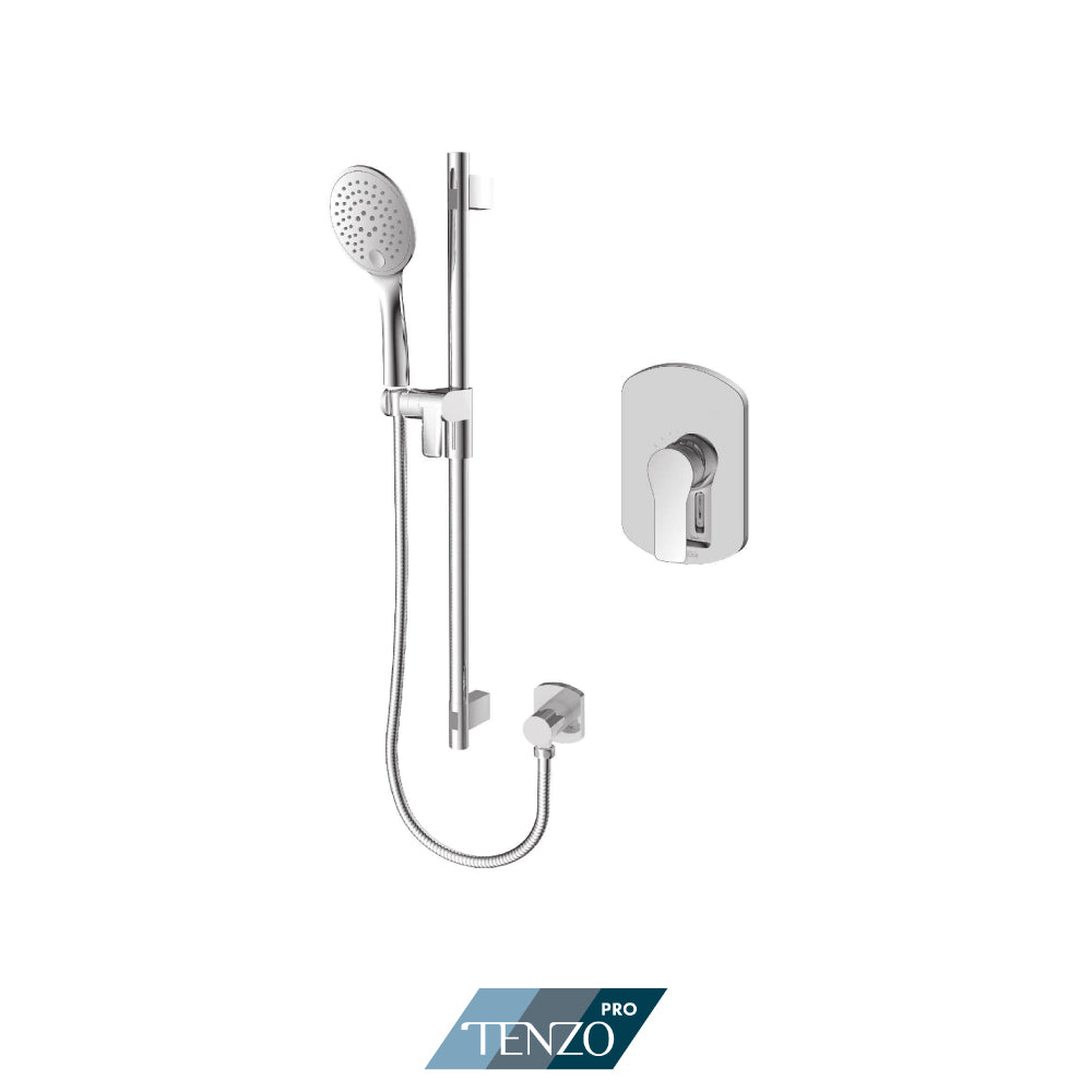 Tenzo Galia Pressure Balance Shower Kit Trim, Sliding Bar Kit With Round Hand Shower - F-GAPB21-R1100