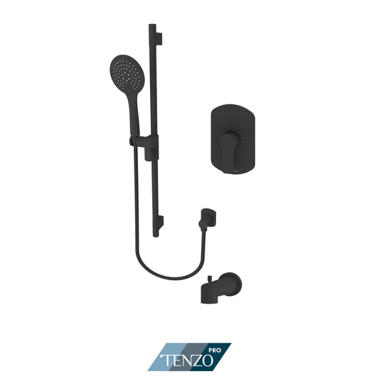 Tenzo Galia Pressure Balance Shower Kit, Sliding Bar Kit With Round Hand Shower & Tub Spout With Diverter - GAPB21-R1102