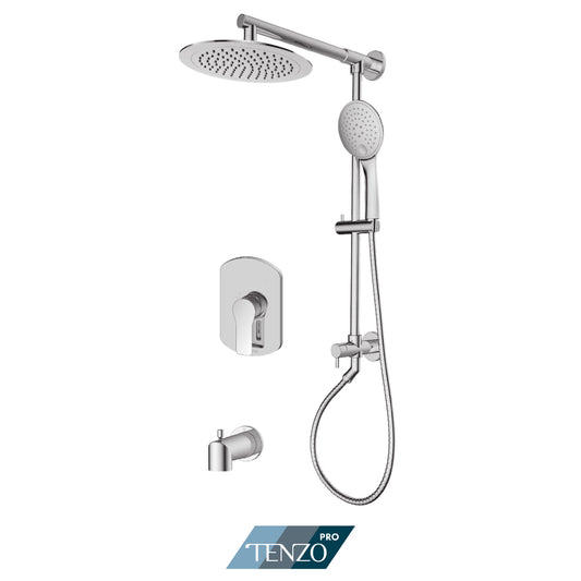 Tenzo Galia Pressure Balance Shower Kit, Exposed Shower System & Tub Spout With Diverter - GAPB21-R1202
