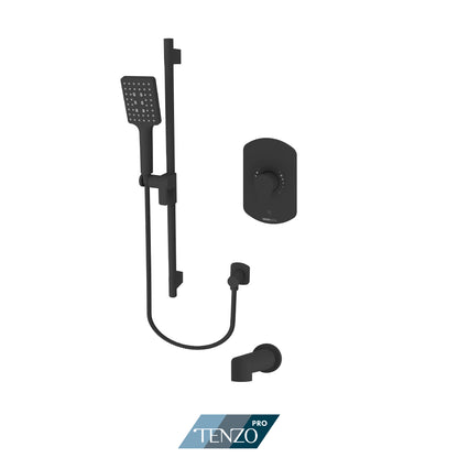 Tenzo Galia Rotary Pressure Balance Shower Kit Trim, Sliding Bar Kit With Square Hand Shower & Tub Spout - F-GAPB22R-1102