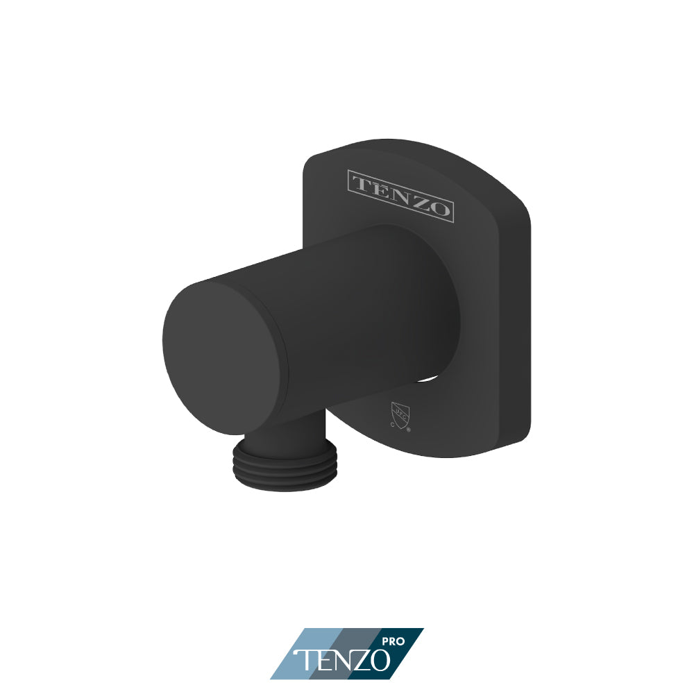 Tenzo Wall Supply Elbow, Rounded Rectangular Plate - Matte Black