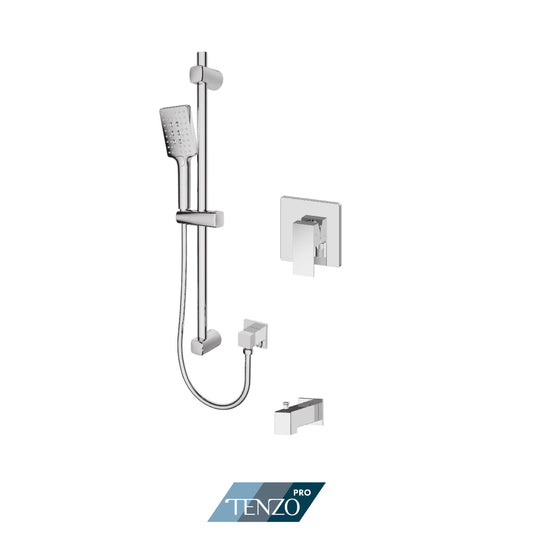 Tenzo Kalissa Pressure Balance Shower Kit, Sliding Bar Kit & Tub Spout With Diverter - KAPB21-1102
