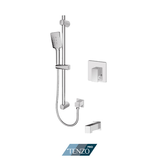 Tenzo Kalissa Rotary Pressure Balance Shower Kit, Sliding Bar Kit & Tub Spout - KAPB22R-1102