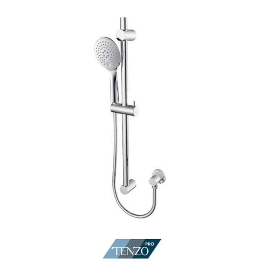 Tenzo Pro Sliding Bar Kit, Square Bar & HS-222 Round Hand Shower, With Supply Elbow - KRD-108229