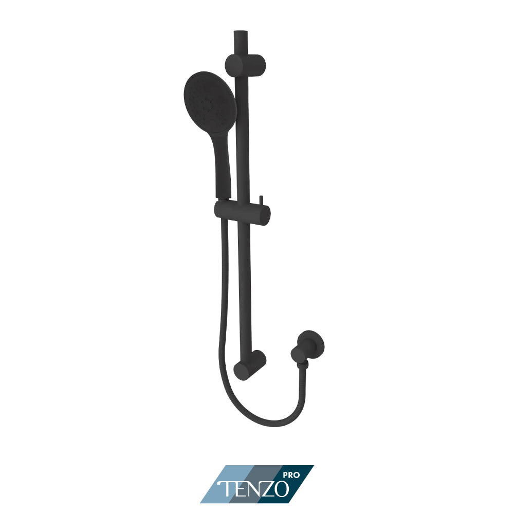 Tenzo Pro Sliding Bar Kit, Square Bar & HS-222 Round Hand Shower, With Supply Elbow - KRD-108229