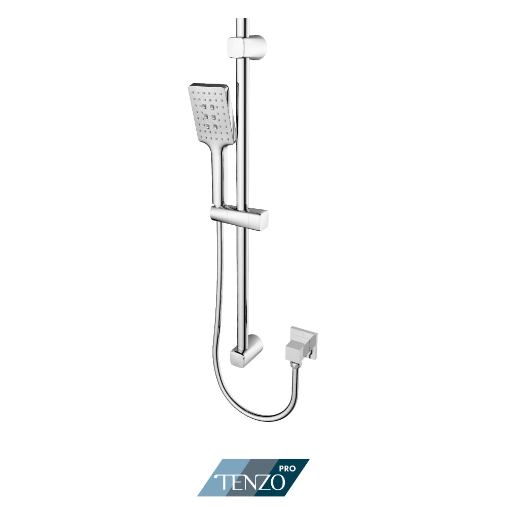Tenzo Pro Sliding Bar Kit, Square Bar & HS-224 Square 3-Position Hand Shower, With Supply Elbow - KRD-1092411