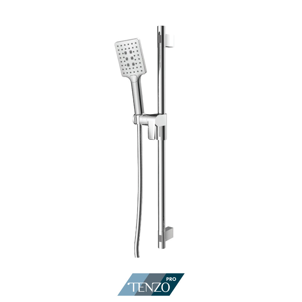 Tenzo Pro Sliding Bar Kit, Round Bar & HS-224 Square 3-Position Hand Shower, Bar, Hand Shower and Hose - KRD-13524