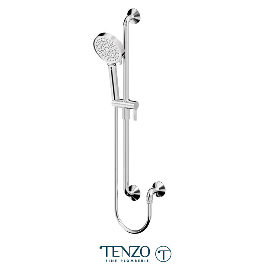 Tenzo Fine Plomberie Sliding Bar Kit, Round Bar & HS-230 Round Hand Shower, With Supply Elbow - KRD-3143014