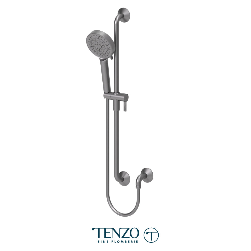 Tenzo Fine Plomberie Sliding Bar Kit, Round Bar & HS-230 Round Hand Shower, With Supply Elbow - KRD-3143014